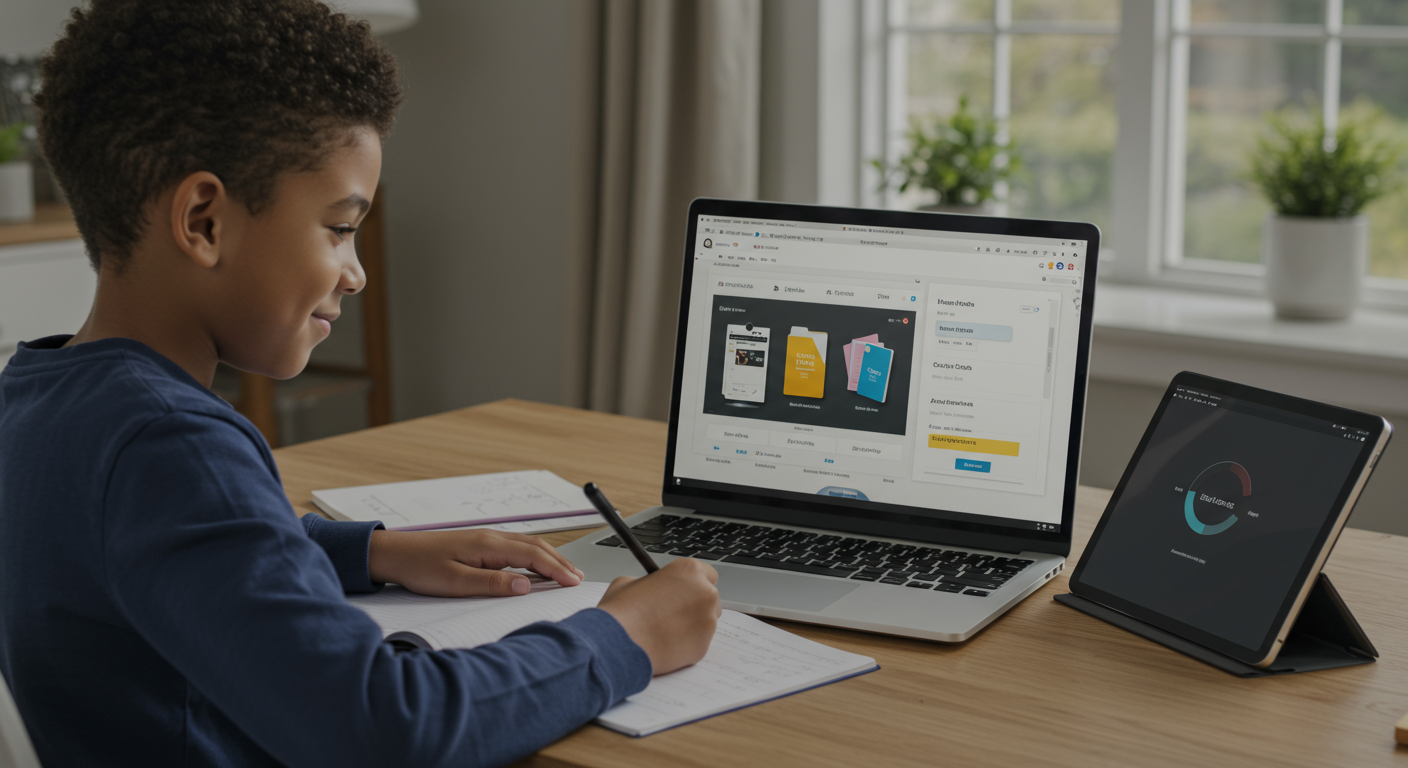 Student accessing online portal resources