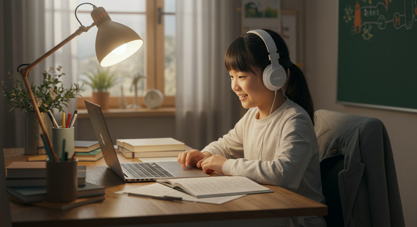 Student learning online during a trial class